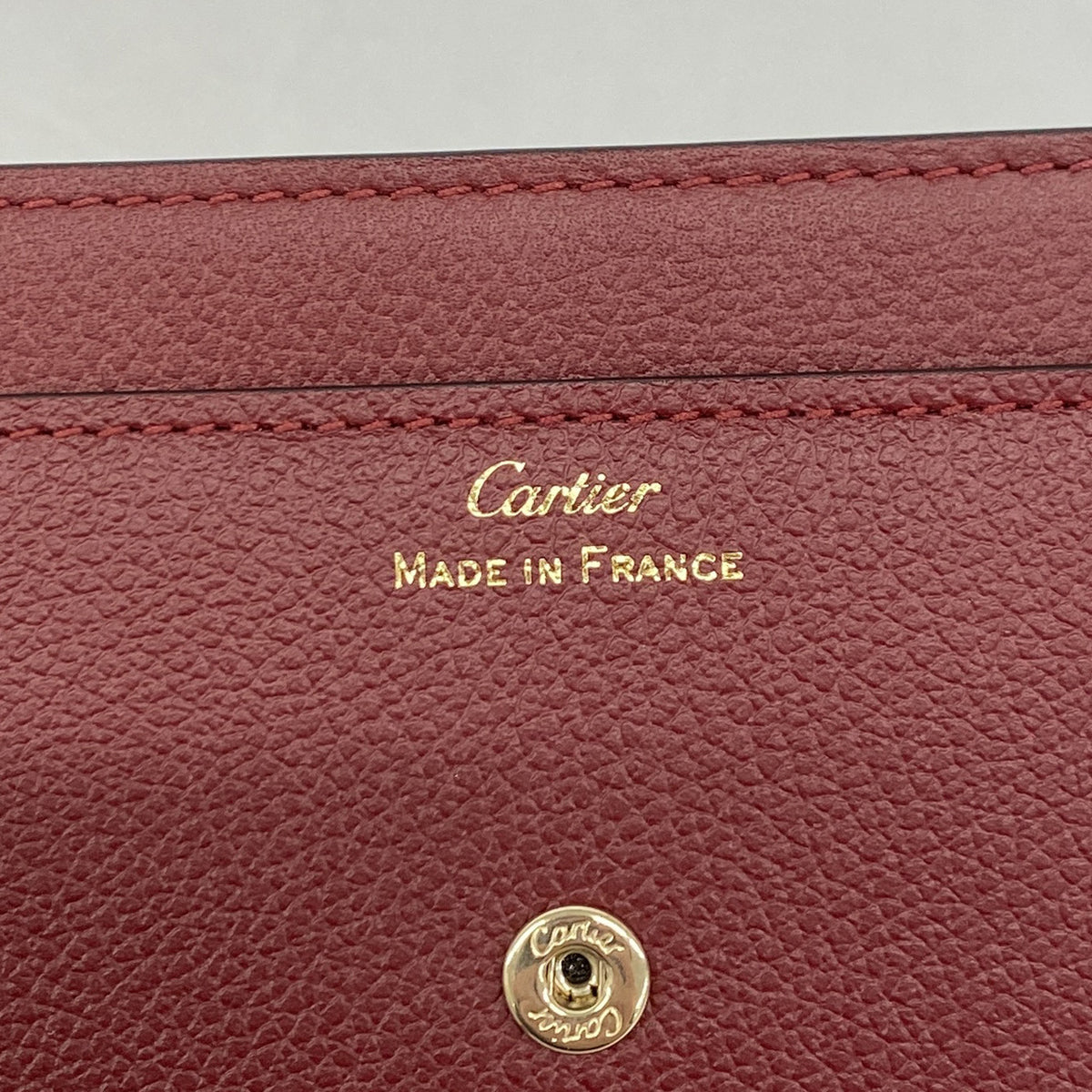 【6ie7378】カルティエ 長財布 Cドゥカルティエ レザー ボルドー シャンパンゴールド金具【中古】レディース