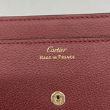 【6ie7378】カルティエ 長財布 Cドゥカルティエ レザー ボルドー シャンパンゴールド金具【中古】レディース