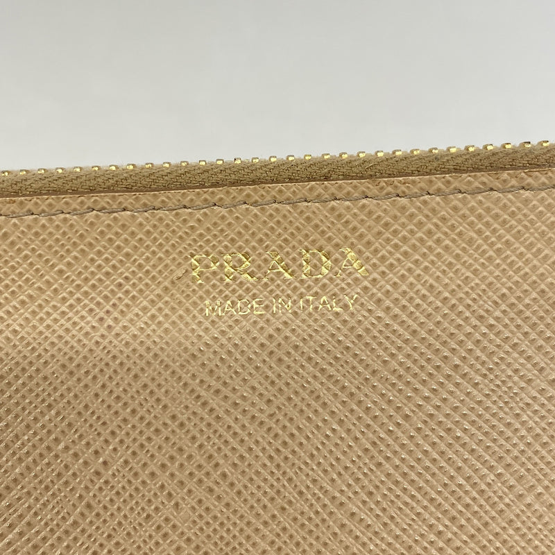 【6ie7380】プラダ 財布 サフィアーノ レザー ベージュ ゴールド金具【中古】レディース
