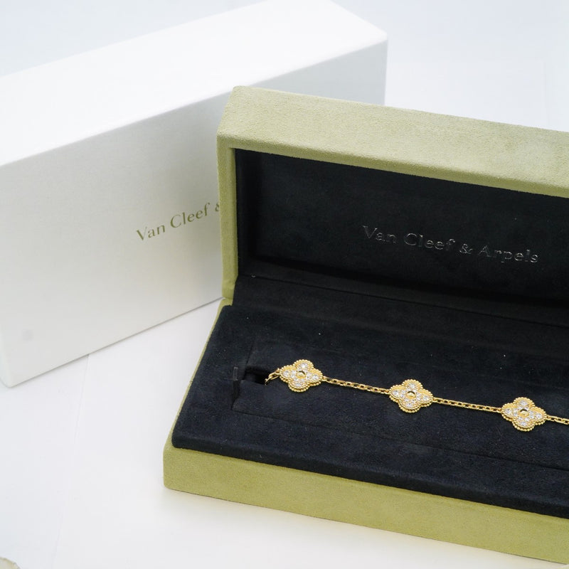 ★在庫処分★最終価格★SALE【6jbb0179】ヴァンクリーフ＆アーペル ブレスレット ヴィンテージ アルハンブラ K18YG イエローゴールド ダイヤモンド【中古】レディース