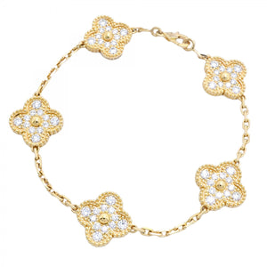 ★在庫処分★最終価格★SALE【6jbb0179】ヴァンクリーフ＆アーペル ブレスレット ヴィンテージ アルハンブラ K18YG イエローゴールド ダイヤモンド【中古】レディース