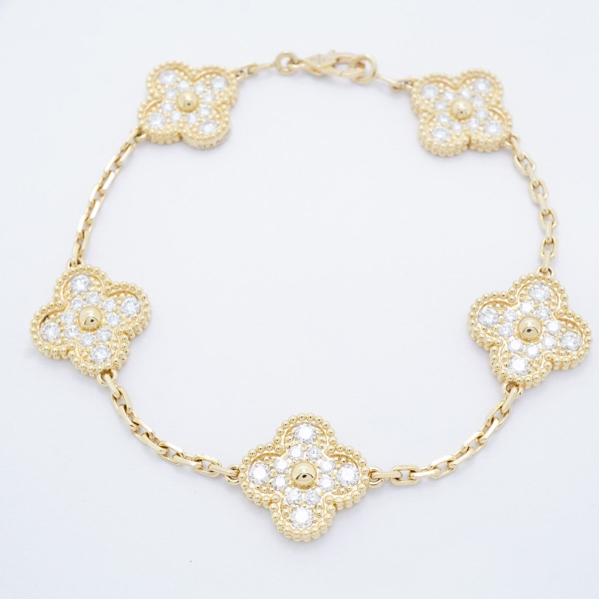 ★在庫処分★最終価格★SALE【6jbb0179】ヴァンクリーフ＆アーペル ブレスレット ヴィンテージ アルハンブラ K18YG イエローゴールド ダイヤモンド【中古】レディース