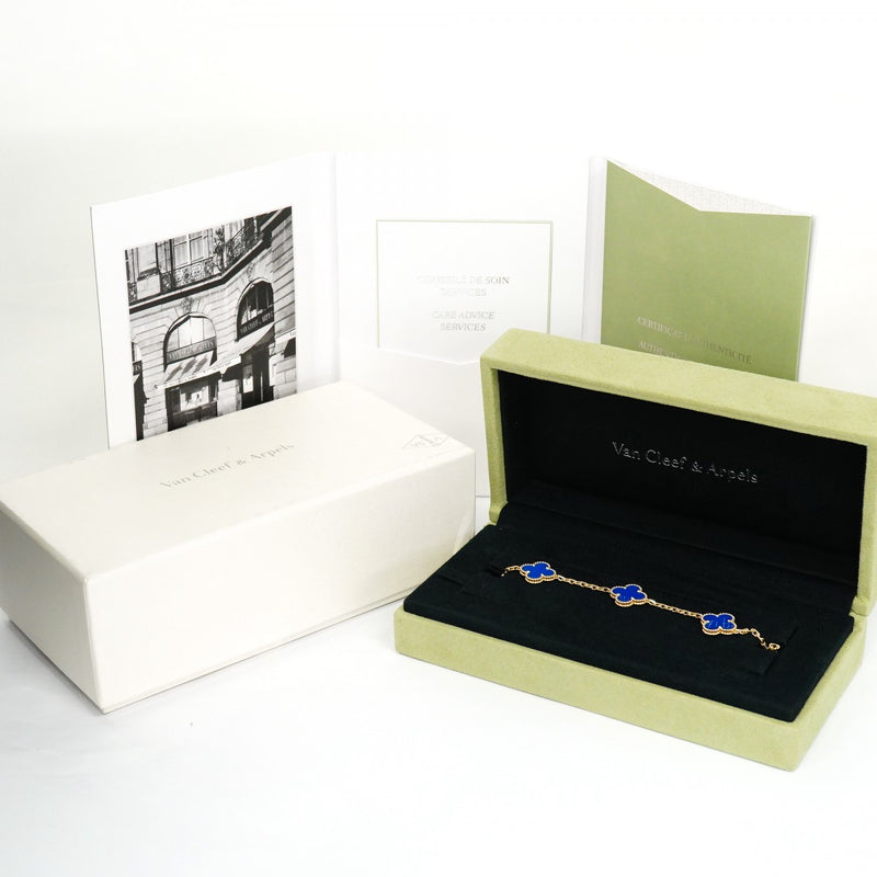 ★最終価格★SALE【6jbb0337】ヴァンクリーフ＆アーペル ブレスレット ヴィンテージ アルハンブラ K18YG イエローゴールド ブルーアゲート【中古】レディース