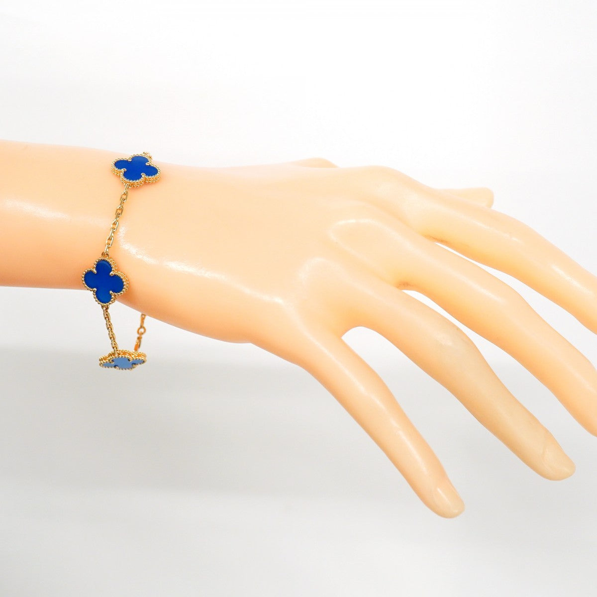 ★最終価格★SALE【6jbb0337】ヴァンクリーフ＆アーペル ブレスレット ヴィンテージ アルハンブラ K18YG イエローゴールド ブルーアゲート【中古】レディース