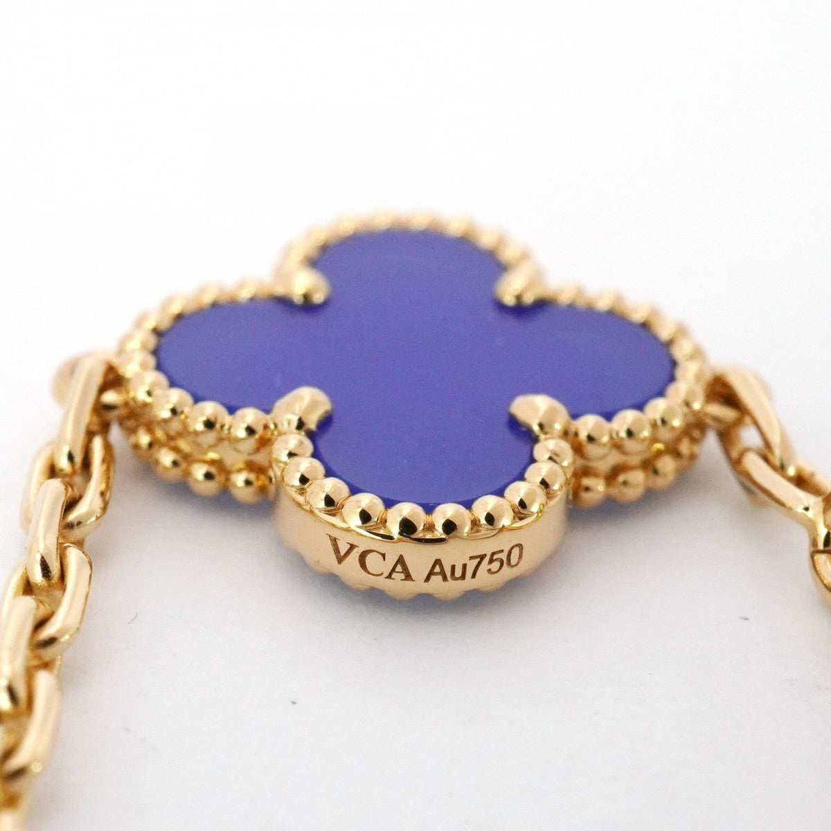 ★最終価格★SALE【6jbb0337】ヴァンクリーフ＆アーペル ブレスレット ヴィンテージ アルハンブラ K18YG イエローゴールド ブルーアゲート【中古】レディース