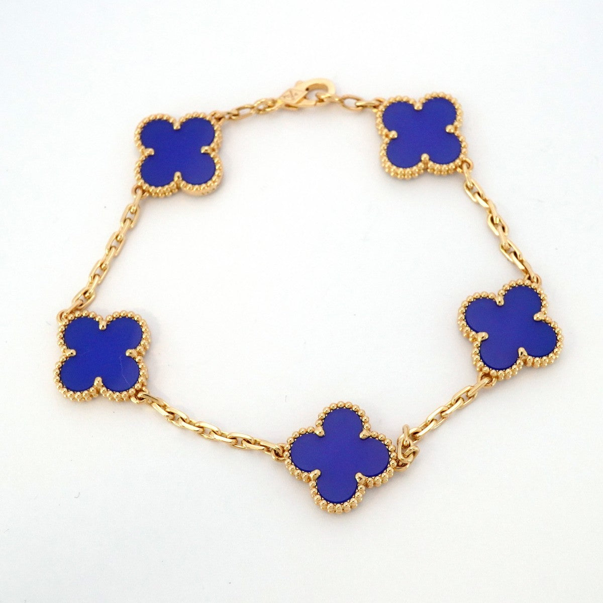 ★最終価格★SALE【6jbb0337】ヴァンクリーフ＆アーペル ブレスレット ヴィンテージ アルハンブラ K18YG イエローゴールド ブルーアゲート【中古】レディース