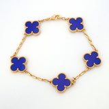 ★最終価格★SALE【6jbb0337】ヴァンクリーフ＆アーペル ブレスレット ヴィンテージ アルハンブラ K18YG イエローゴールド ブルーアゲート【中古】レディース