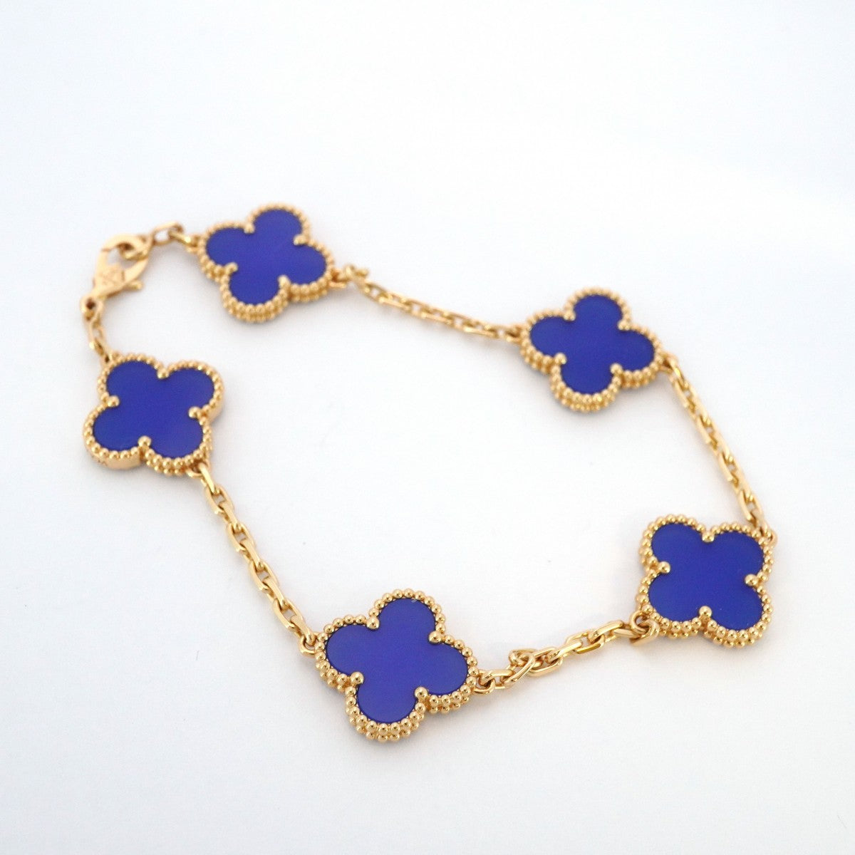 ★最終価格★SALE【6jbb0337】ヴァンクリーフ＆アーペル ブレスレット ヴィンテージ アルハンブラ K18YG イエローゴールド ブルーアゲート【中古】レディース