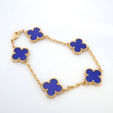 ★最終価格★SALE【6jbb0337】ヴァンクリーフ＆アーペル ブレスレット ヴィンテージ アルハンブラ K18YG イエローゴールド ブルーアゲート【中古】レディース