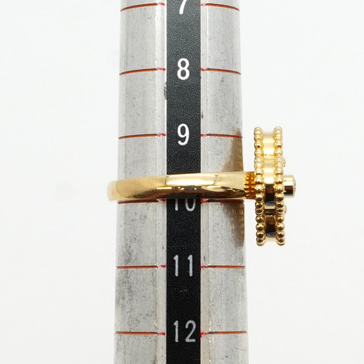 【6jbb0475】ヴァンクリーフ＆アーペル リング ヴィンテージ アルハンブラ 1PD K18YG イエローゴールド ダイヤモンド オニキス ブラック ＃50【中古】レディース