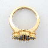 【6jbb0475】ヴァンクリーフ＆アーペル リング ヴィンテージ アルハンブラ 1PD K18YG イエローゴールド ダイヤモンド オニキス ブラック ＃50【中古】レディース