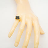 【6jbb0475】ヴァンクリーフ＆アーペル リング ヴィンテージ アルハンブラ 1PD K18YG イエローゴールド ダイヤモンド オニキス ブラック ＃50【中古】レディース