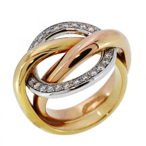 【6jbb0623】カルティエ リング トリニティ クラッシュ K18YG イエローゴールド K18WG ホワイトゴールド K18PG ピンクゴールド/ダイヤモンド ＃50【中古】レディース