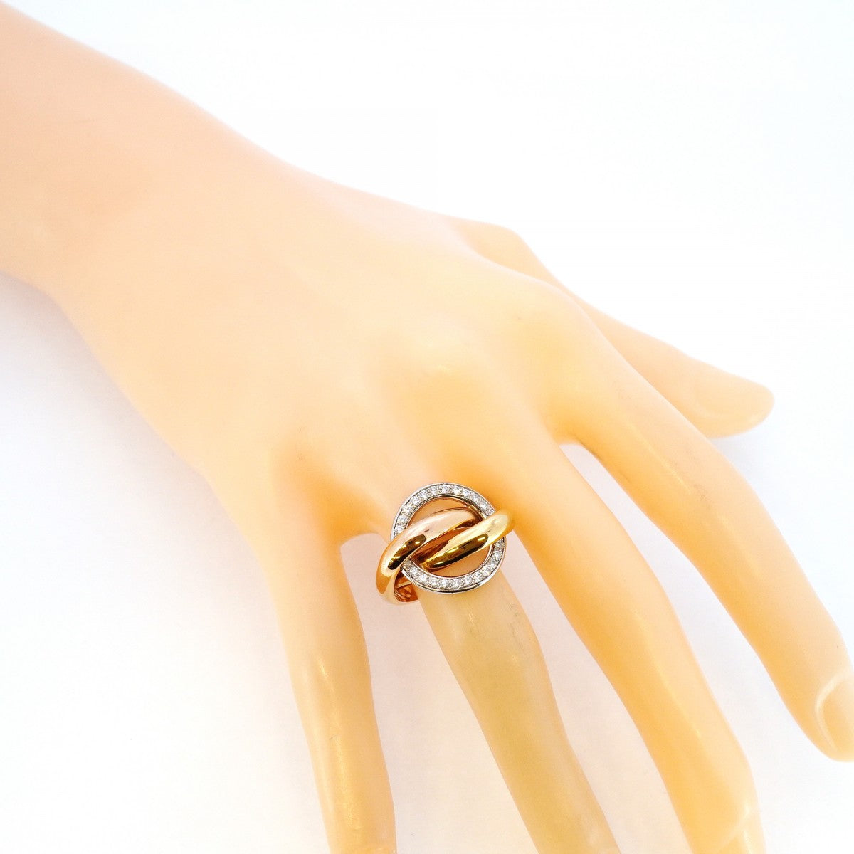 【6jbb0623】カルティエ リング トリニティ クラッシュ K18YG イエローゴールド K18WG ホワイトゴールド K18PG ピンクゴールド/ダイヤモンド ＃50【中古】レディース
