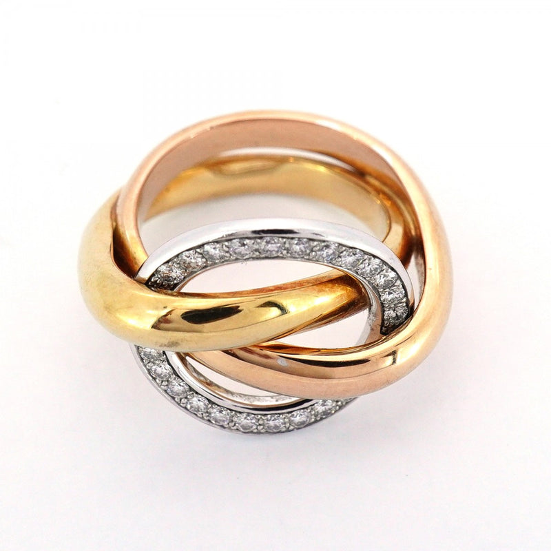 【6jbb0623】カルティエ リング トリニティ クラッシュ K18YG イエローゴールド K18WG ホワイトゴールド K18PG ピンクゴールド/ダイヤモンド ＃50【中古】レディース