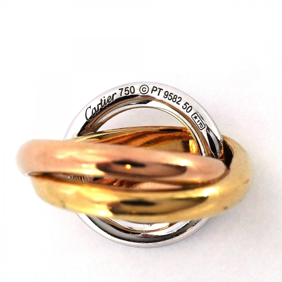 【6jbb0623】カルティエ リング トリニティ クラッシュ K18YG イエローゴールド K18WG ホワイトゴールド K18PG ピンクゴールド/ダイヤモンド ＃50【中古】レディース
