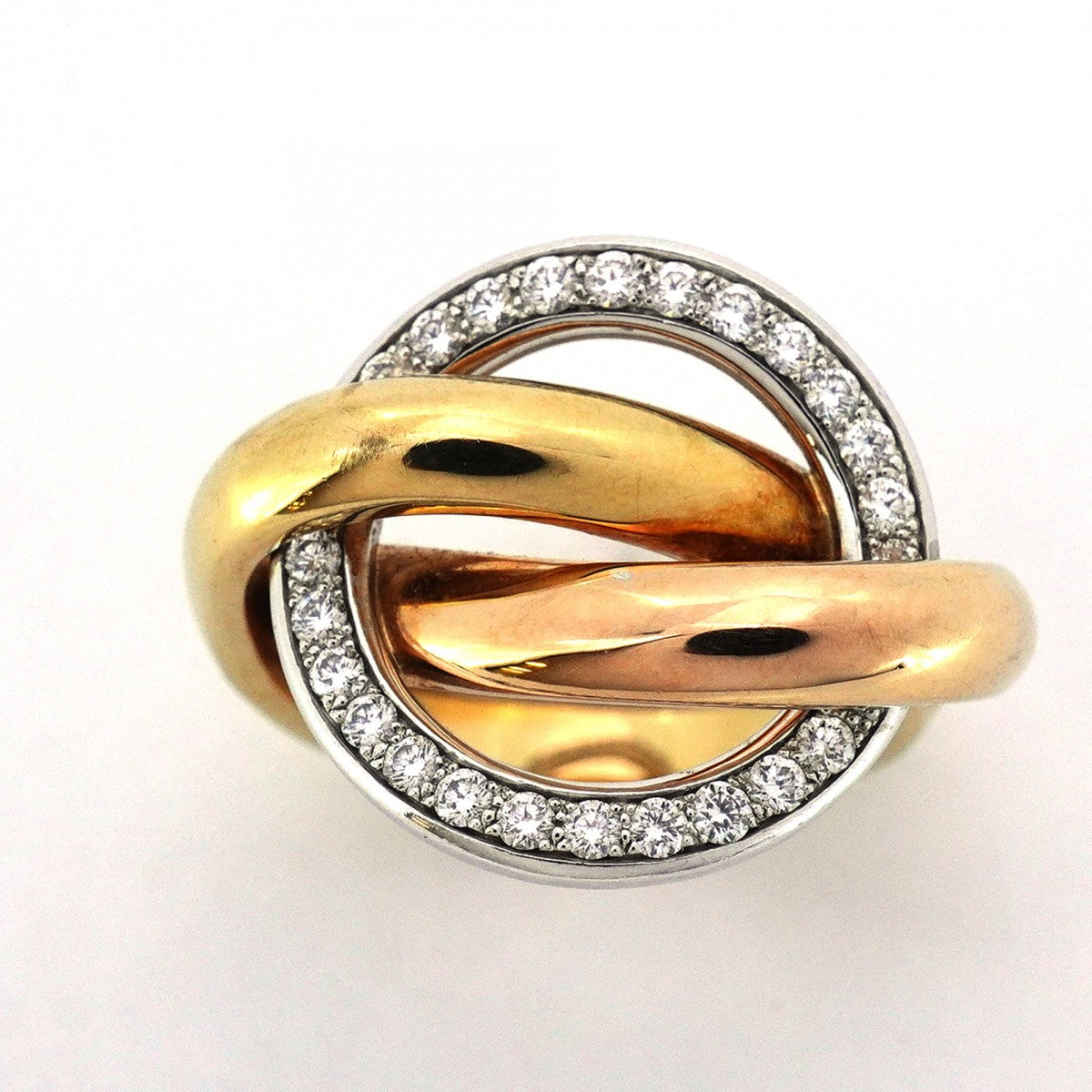 【6jbb0623】カルティエ リング トリニティ クラッシュ K18YG イエローゴールド K18WG ホワイトゴールド K18PG ピンクゴールド/ダイヤモンド ＃50【中古】レディース