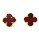 【6jbb0660】ヴァンクリーフ＆アーペル ピアス ヴィンテージ アルハンブラ K18YG イエローゴールド カーネリアン レッド【中古】レディース