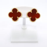 【6jbb0660】ヴァンクリーフ＆アーペル ピアス ヴィンテージ アルハンブラ K18YG イエローゴールド カーネリアン レッド【中古】レディース