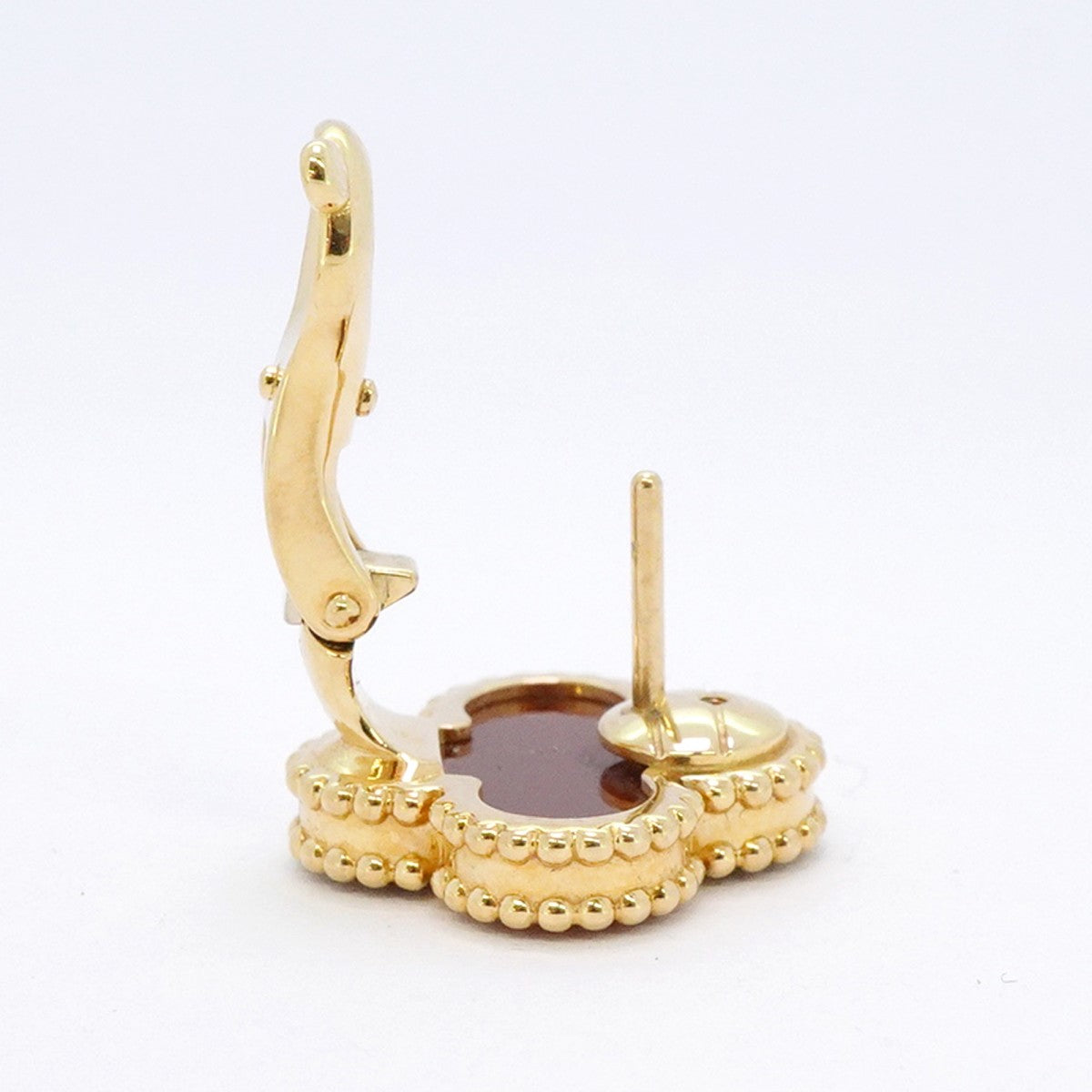 【6jbb0660】ヴァンクリーフ＆アーペル ピアス ヴィンテージ アルハンブラ K18YG イエローゴールド カーネリアン レッド【中古】レディース