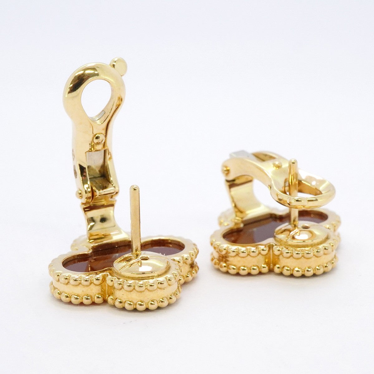 【6jbb0660】ヴァンクリーフ＆アーペル ピアス ヴィンテージ アルハンブラ K18YG イエローゴールド カーネリアン レッド【中古】レディース