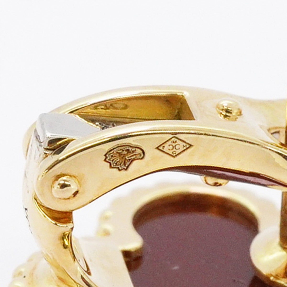 【6jbb0660】ヴァンクリーフ＆アーペル ピアス ヴィンテージ アルハンブラ K18YG イエローゴールド カーネリアン レッド【中古】レディース