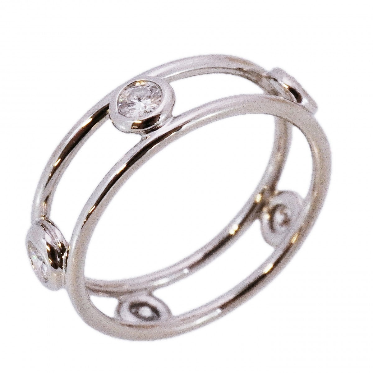 ★SALE【6jcb0113】ティファニー リング ダブルワイヤー 5PD Pt950 プラチナ ダイヤモンド 12.5号【中古】レディース