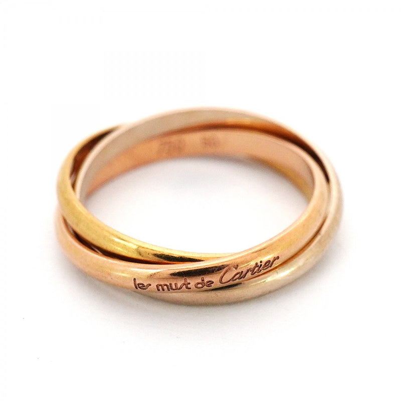 【6jcb0120】カルティエ リング トリニティ XS K18YG イエローゴールド K18WG ホワイトゴールド K18PG ピンクゴールド ＃50【中古】レディース