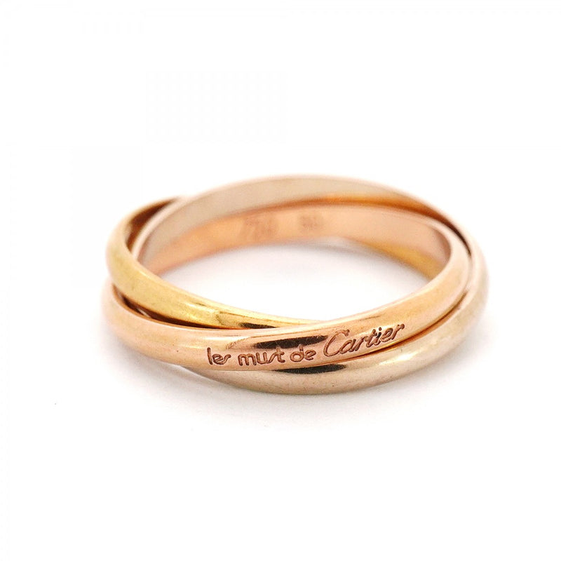 【6jcb0120】カルティエ リング トリニティ XS K18YG イエローゴールド K18WG ホワイトゴールド K18PG ピンクゴールド ＃50【中古】レディース