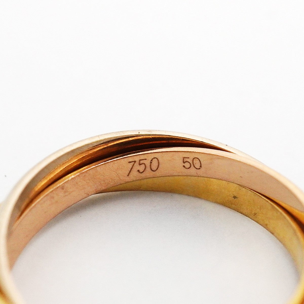 【6jcb0120】カルティエ リング トリニティ XS K18YG イエローゴールド K18WG ホワイトゴールド K18PG ピンクゴールド ＃50【中古】レディース