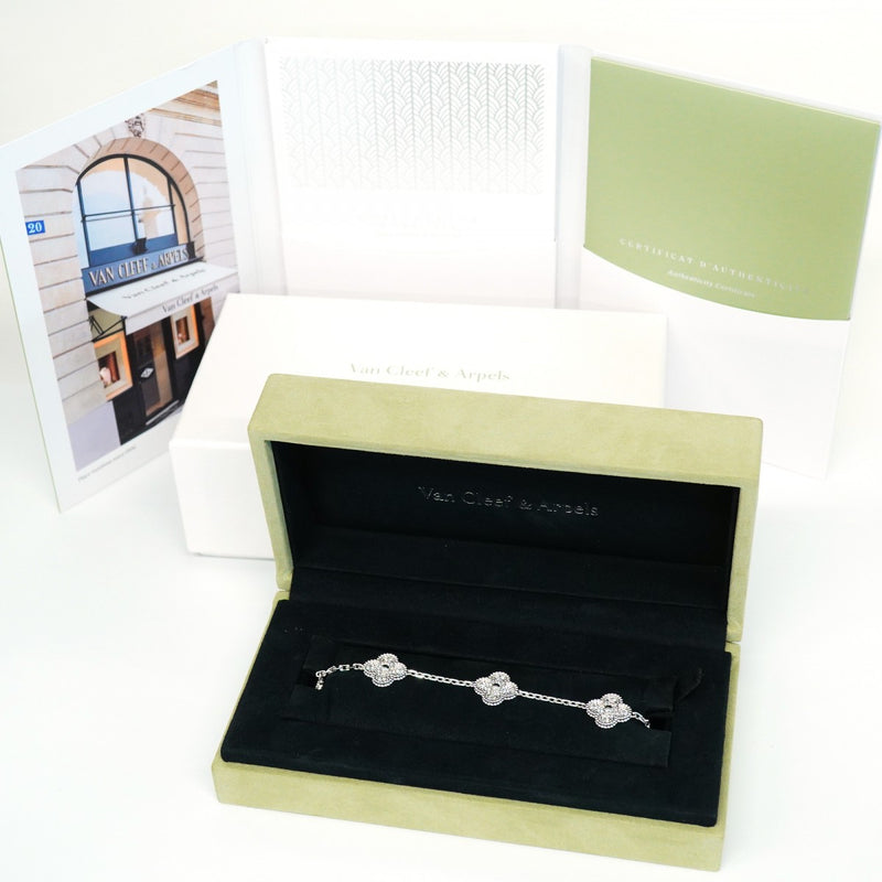 【6jcb0124】ヴァンクリーフ＆アーペル ブレスレット ヴィンテージ アルハンブラ K18WG ホワイトゴールド ダイヤモンド【中古】レディース