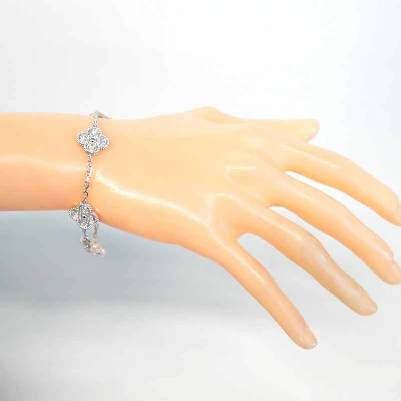 【6jcb0124】ヴァンクリーフ＆アーペル ブレスレット ヴィンテージ アルハンブラ K18WG ホワイトゴールド ダイヤモンド【中古】レディース