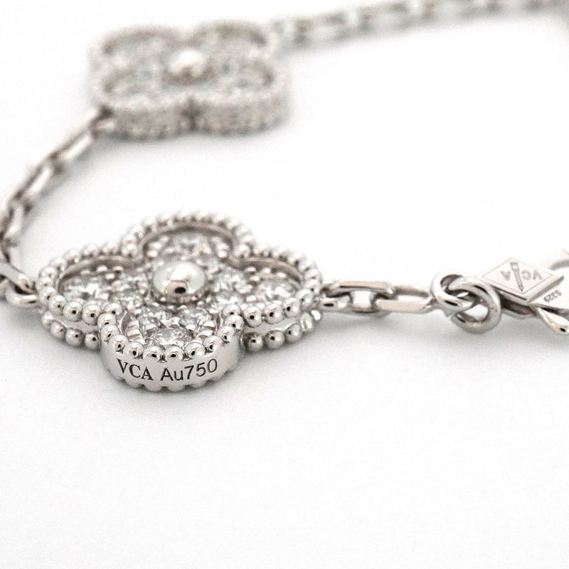 【6jcb0124】ヴァンクリーフ＆アーペル ブレスレット ヴィンテージ アルハンブラ K18WG ホワイトゴールド ダイヤモンド【中古】レディース