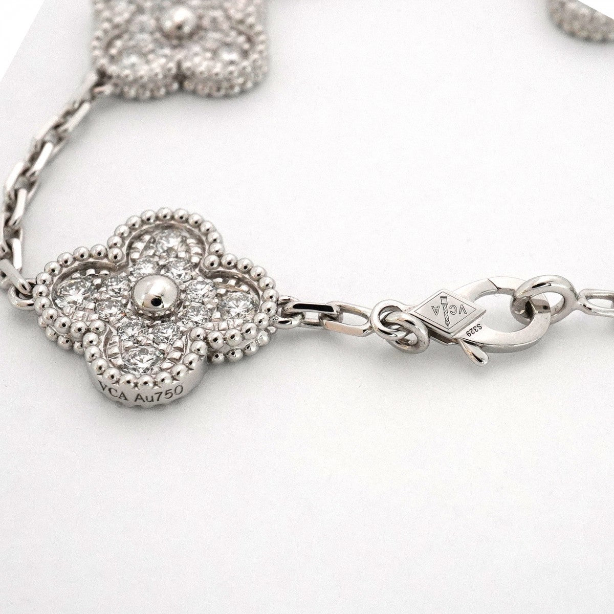 【6jcb0124】ヴァンクリーフ＆アーペル ブレスレット ヴィンテージ アルハンブラ K18WG ホワイトゴールド ダイヤモンド【中古】レディース
