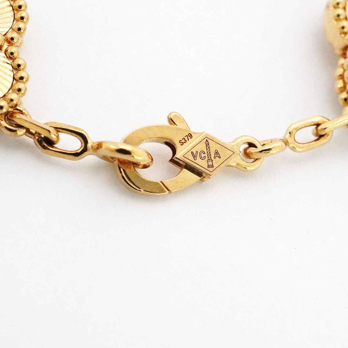 【6jcb0125】ヴァンクリーフ＆アーペル ブレスレット ヴィンテージ アルハンブラ ギヨシェ K18YG イエローゴールド ダイヤモンド【中古】レディース