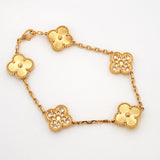 【6jcb0125】ヴァンクリーフ＆アーペル ブレスレット ヴィンテージ アルハンブラ ギヨシェ K18YG イエローゴールド ダイヤモンド【中古】レディース