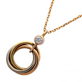 【6jcb0133】カルティエ ネックレス ベビートリニティ 1PD K18YG イエローゴールド K18WG ホワイトゴールド K18PG ピンクゴールド/ダイヤモンド【中古】レディース