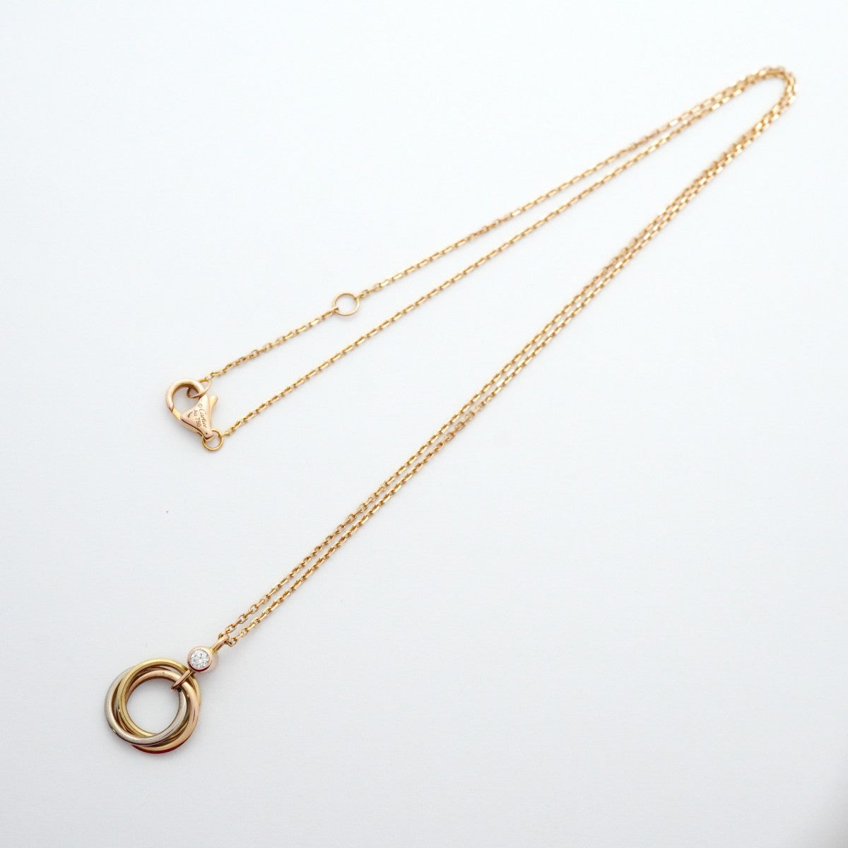 【6jcb0133】カルティエ ネックレス ベビートリニティ 1PD K18YG イエローゴールド K18WG ホワイトゴールド K18PG ピンクゴールド/ダイヤモンド【中古】レディース