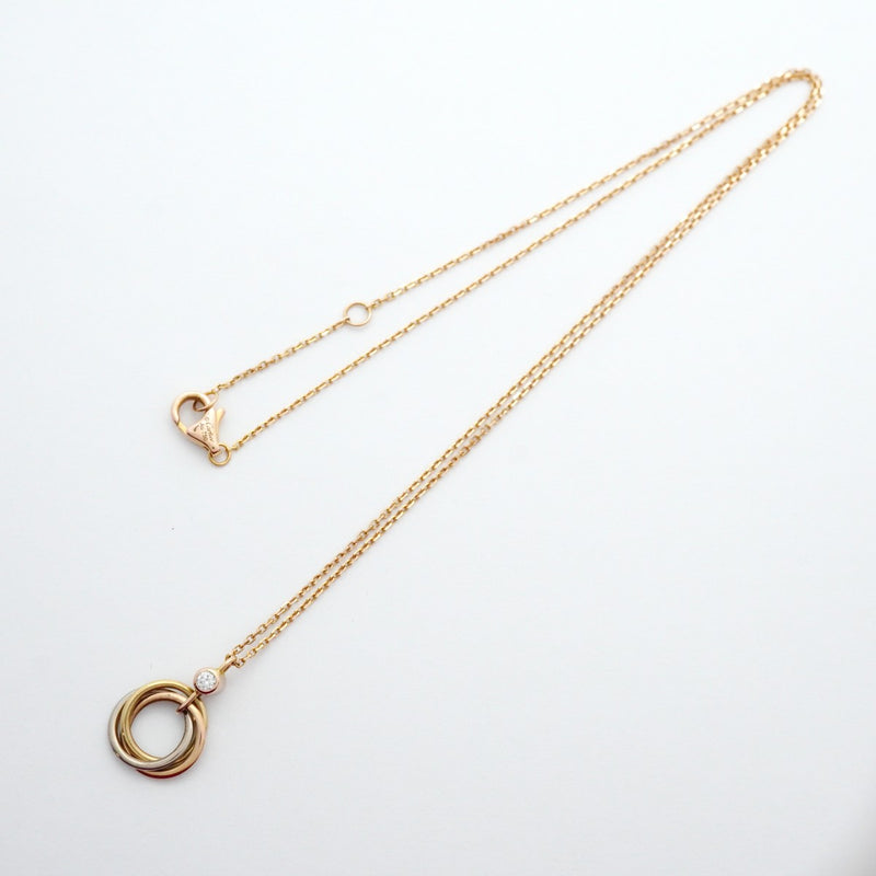 【6jcb0133】カルティエ ネックレス ベビートリニティ 1PD K18YG イエローゴールド K18WG ホワイトゴールド K18PG ピンクゴールド/ダイヤモンド【中古】レディース