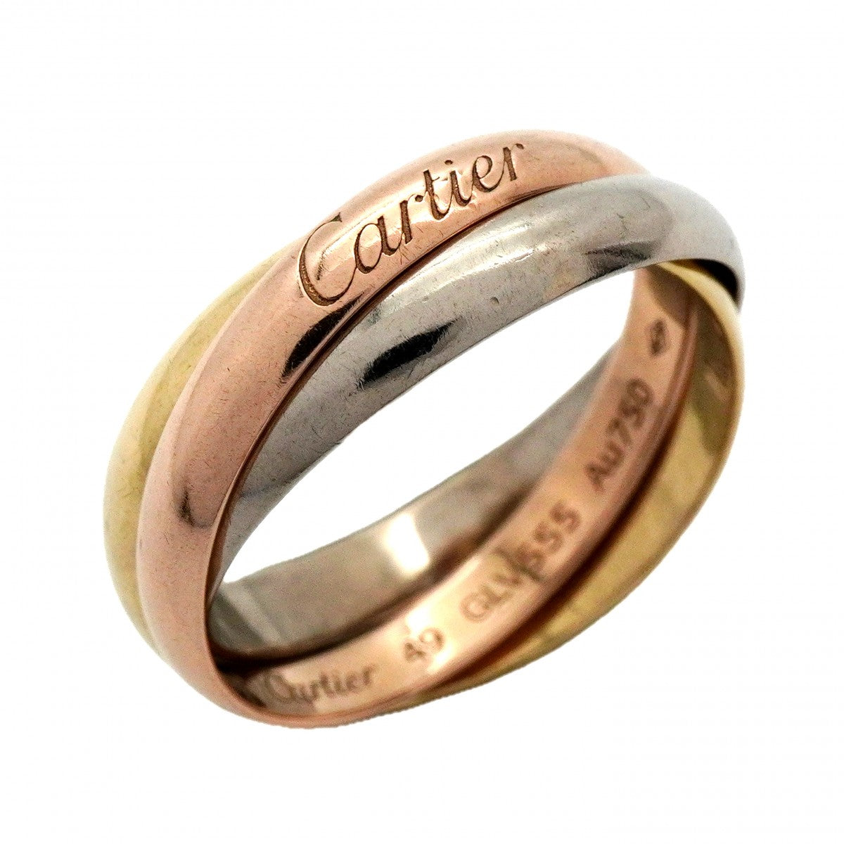 【6jcb0154】カルティエ リング トリニティ スモールモデル K18YG イエローゴールド K18WG ホワイトゴールド K18PG ピンクゴールド ＃49【中古】レディース
