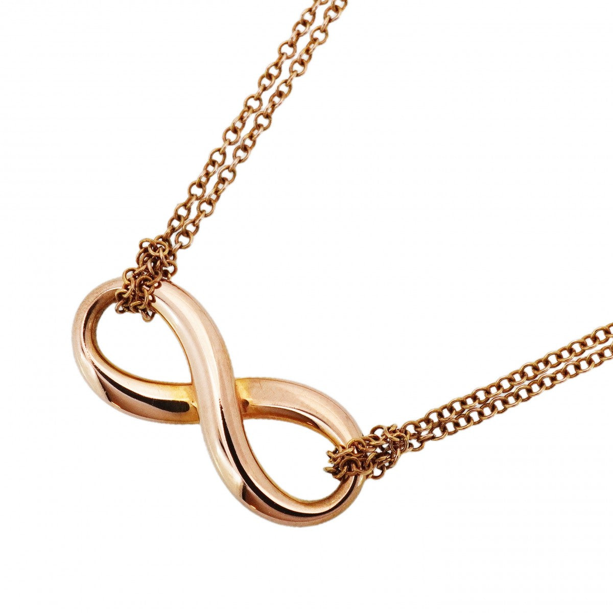 ★在庫処分★最終価格★SALE【6jcb0301】ティファニー ネックレス インフィニティ ダブルチェーン K18PG ピンクゴールド【中古】レディース