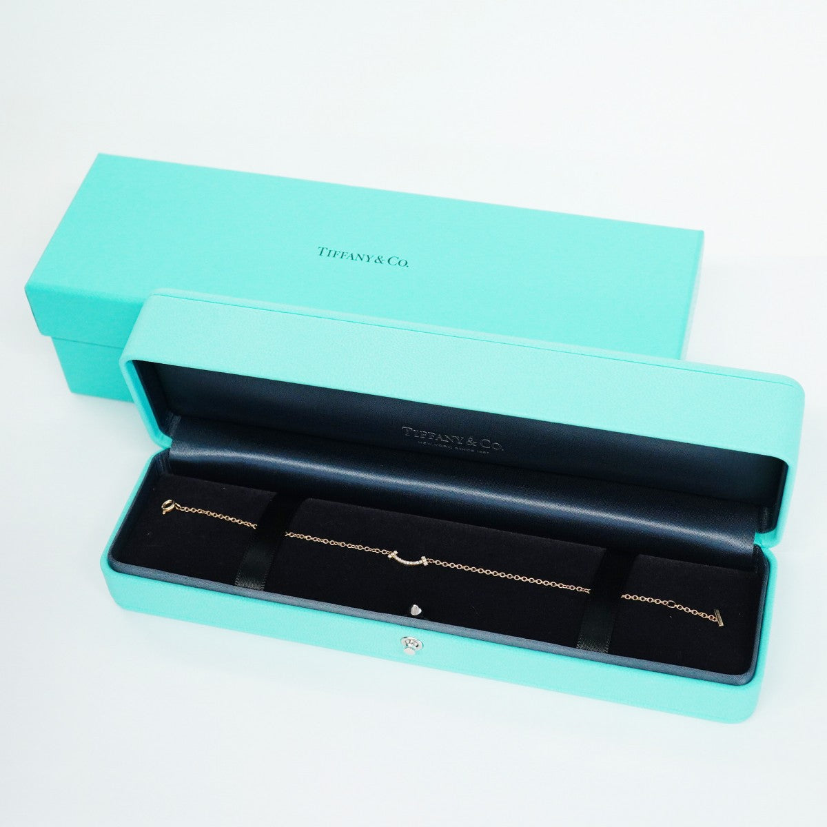 【6jcb0314】ティファニー ブレスレット Tスマイル ミニ K18PG ピンクゴールド ダイヤモンド【中古】レディース