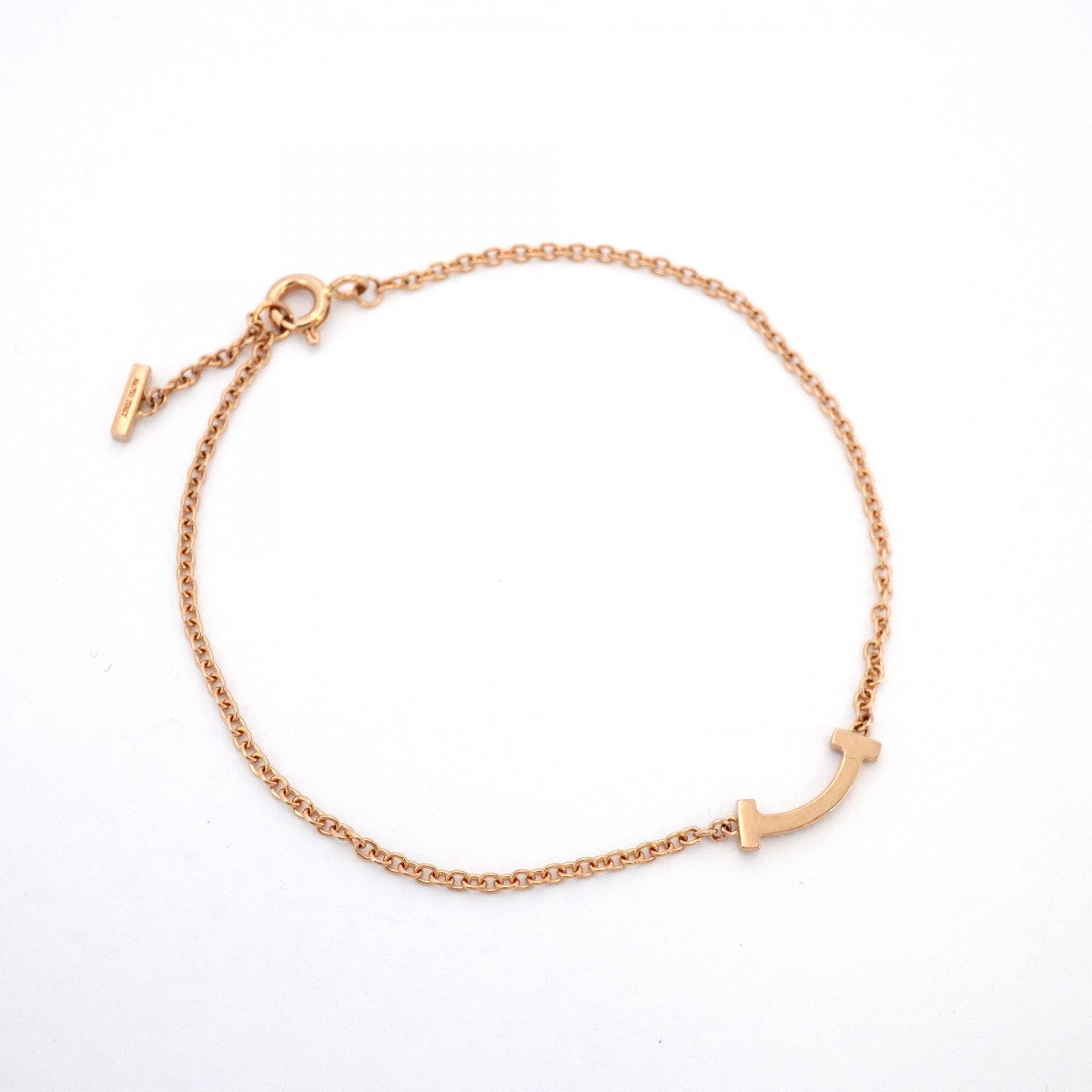 【6jcb0314】ティファニー ブレスレット Tスマイル ミニ K18PG ピンクゴールド ダイヤモンド【中古】レディース