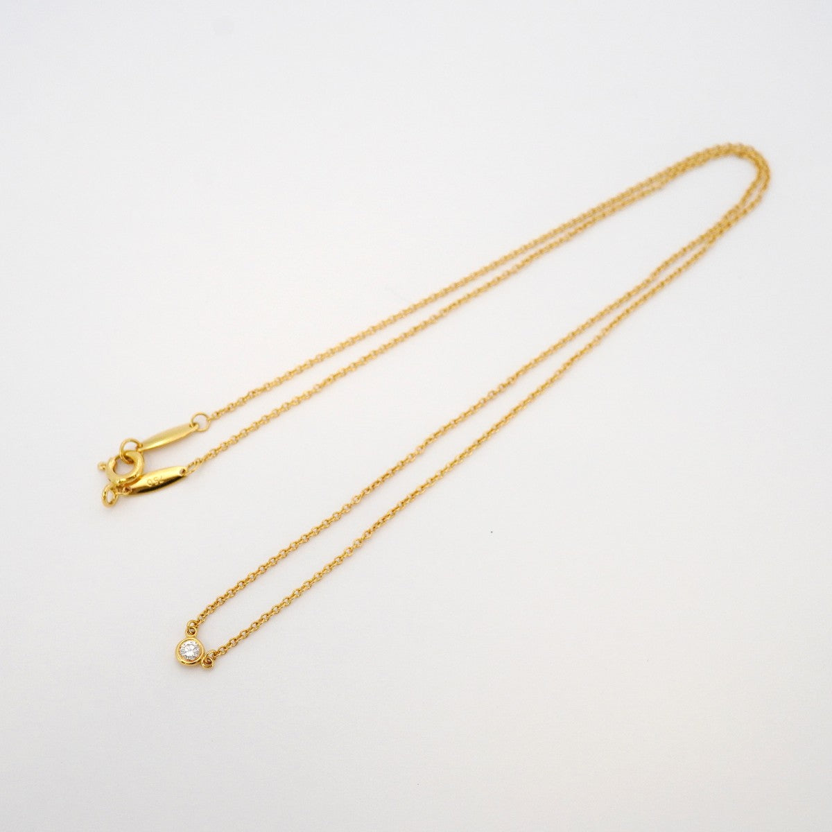 【6jcb0458】ティファニー ネックレス バイザヤード 1PD K18YG イエローゴールド ダイヤモンド【中古】レディース