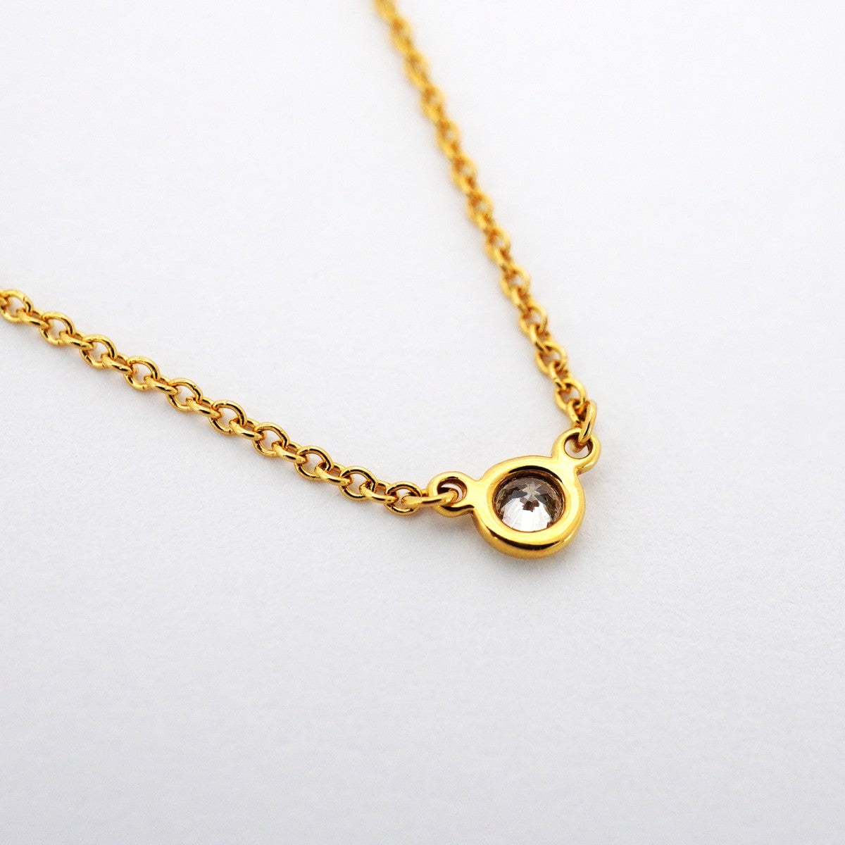 【6jcb0458】ティファニー ネックレス バイザヤード 1PD K18YG イエローゴールド ダイヤモンド【中古】レディース