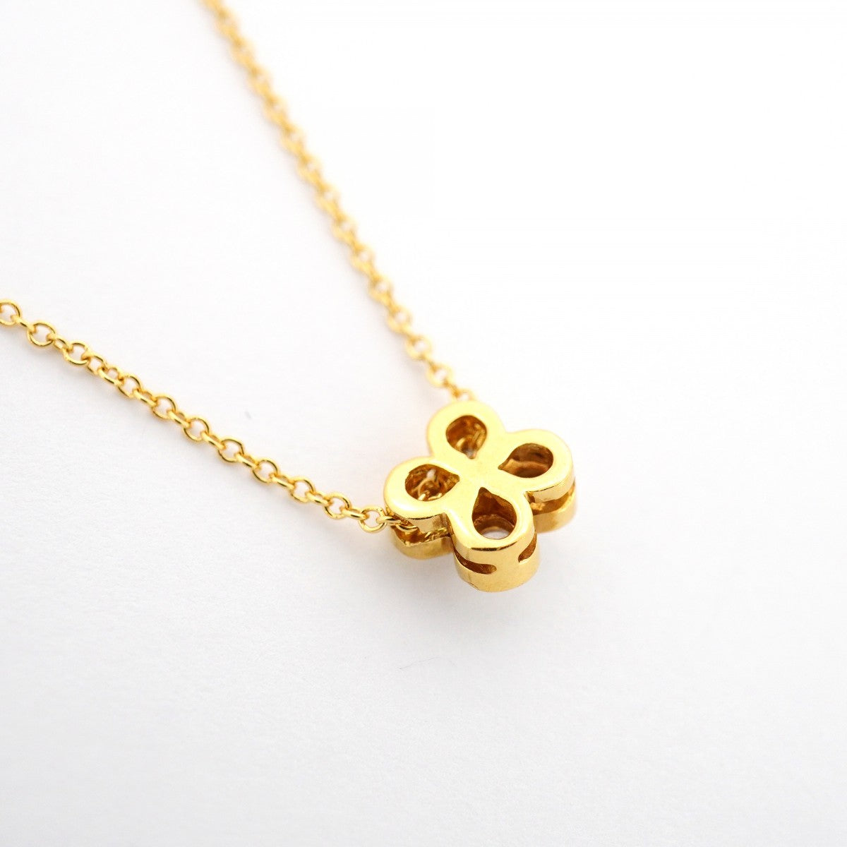 【6jcb0522】ティファニー ネックレス ベゼルフラワー 4PD K18YG イエローゴールド ダイヤモンド【中古】レディース