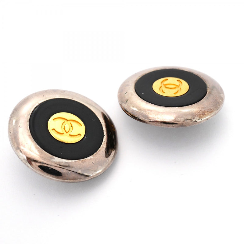 ★SALE【6jcb0582-k】シャネル イヤリング ヴィンテージ ココマーク 丸型 サークル メタル ゴールド シルバー ブラック【中古】レディース