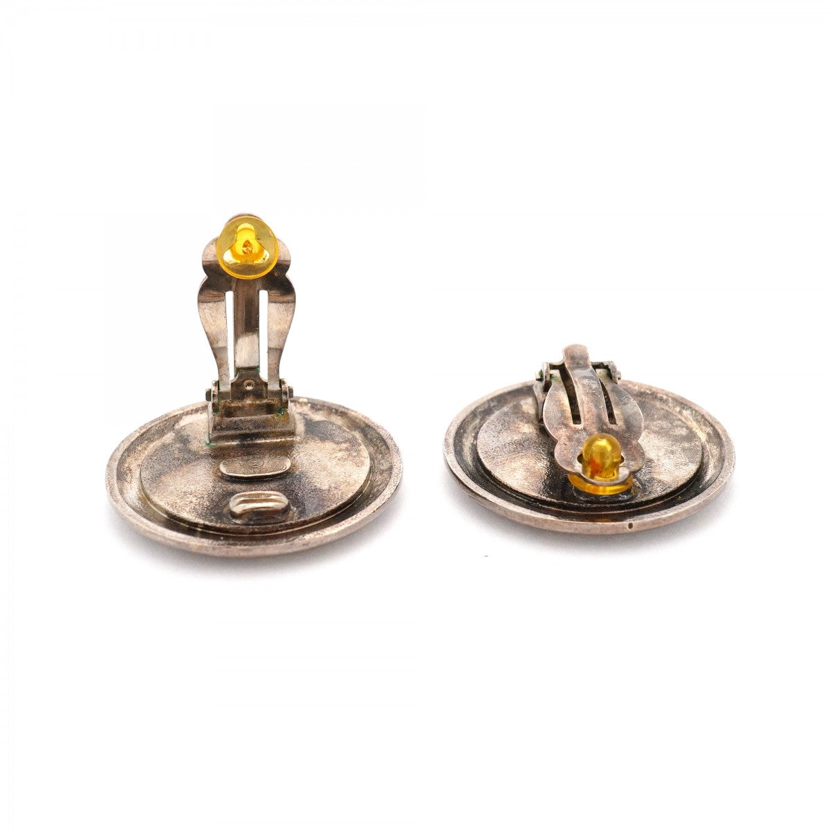 ★SALE【6jcb0582-k】シャネル イヤリング ヴィンテージ ココマーク 丸型 サークル メタル ゴールド シルバー ブラック【中古】レディース