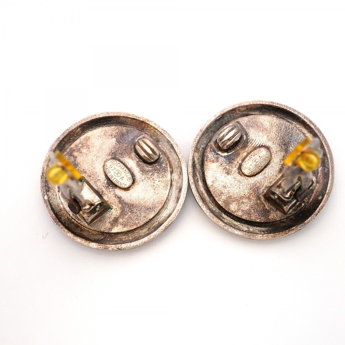 ★SALE【6jcb0582-k】シャネル イヤリング ヴィンテージ ココマーク 丸型 サークル メタル ゴールド シルバー ブラック【中古】レディース