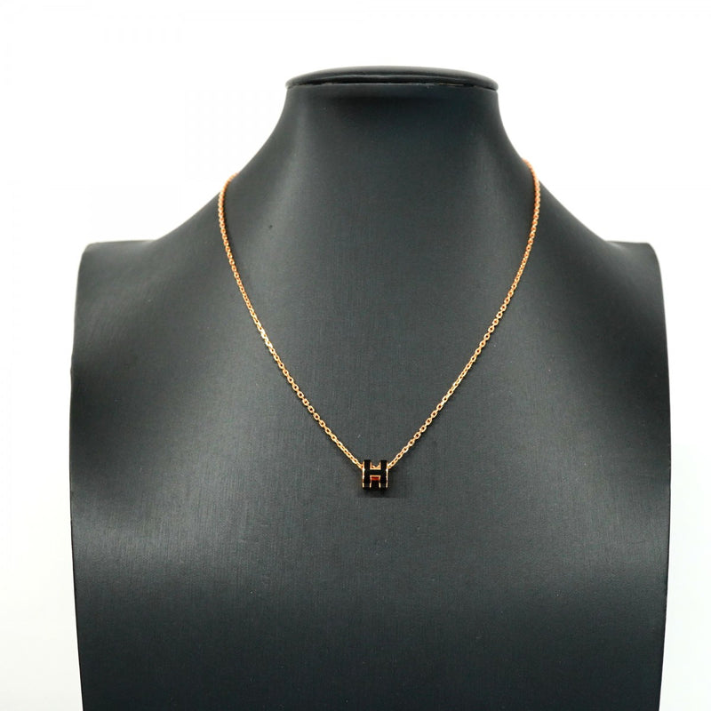 ★在庫処分★最終価格★SALE【6jdb0038-k】エルメス ネックレス ミニポップアッシュ GPメッキ ブラック ピンクゴールド【中古】レディース
